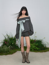 One-Shoulder Bow Tie Knitted Top - CHINASQUAD