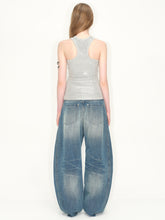 Wash Deconstructed Curved Denim Pants - CHINASQUAD