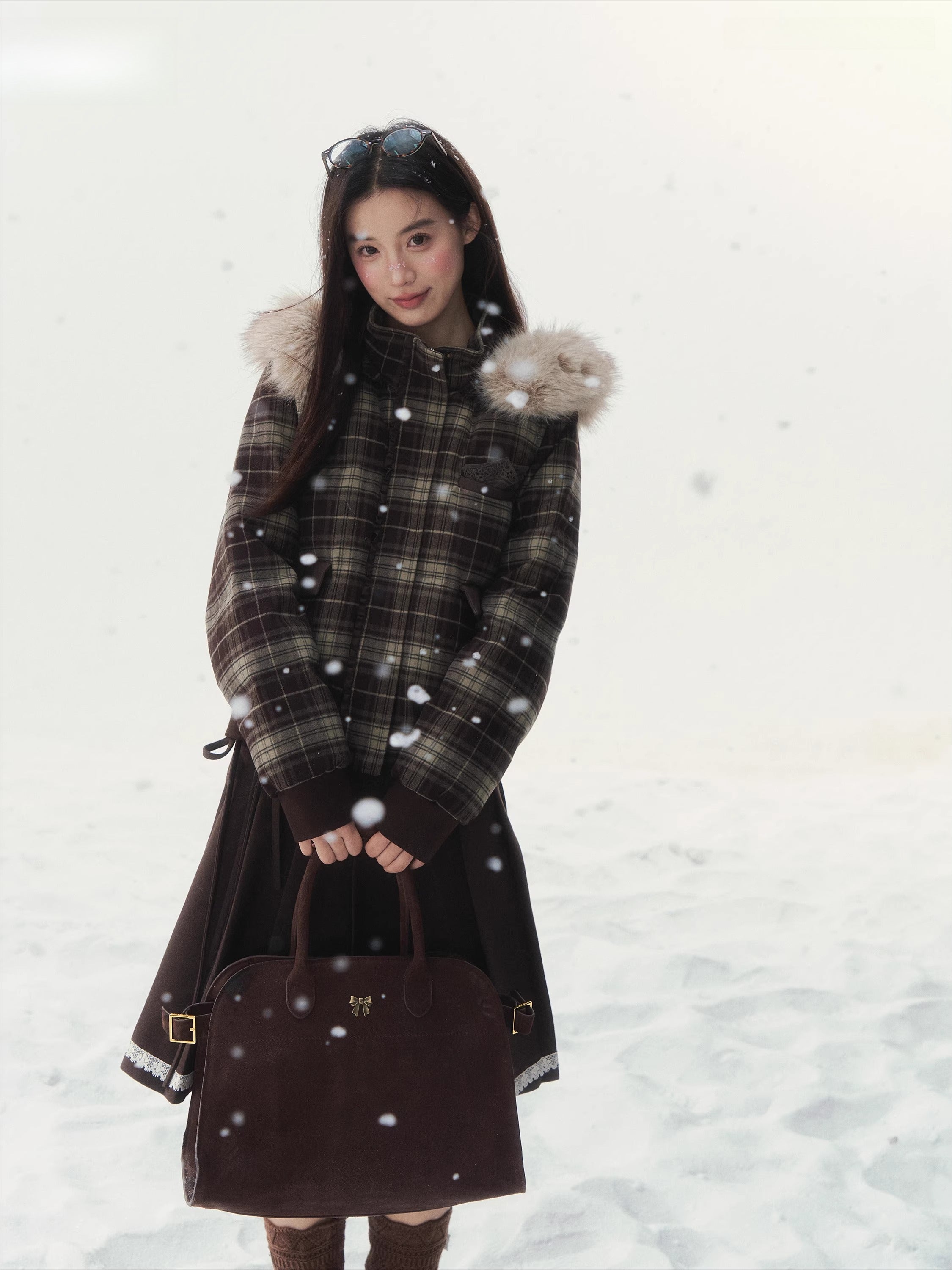 Wool-Blend Retro Pleated Skirt