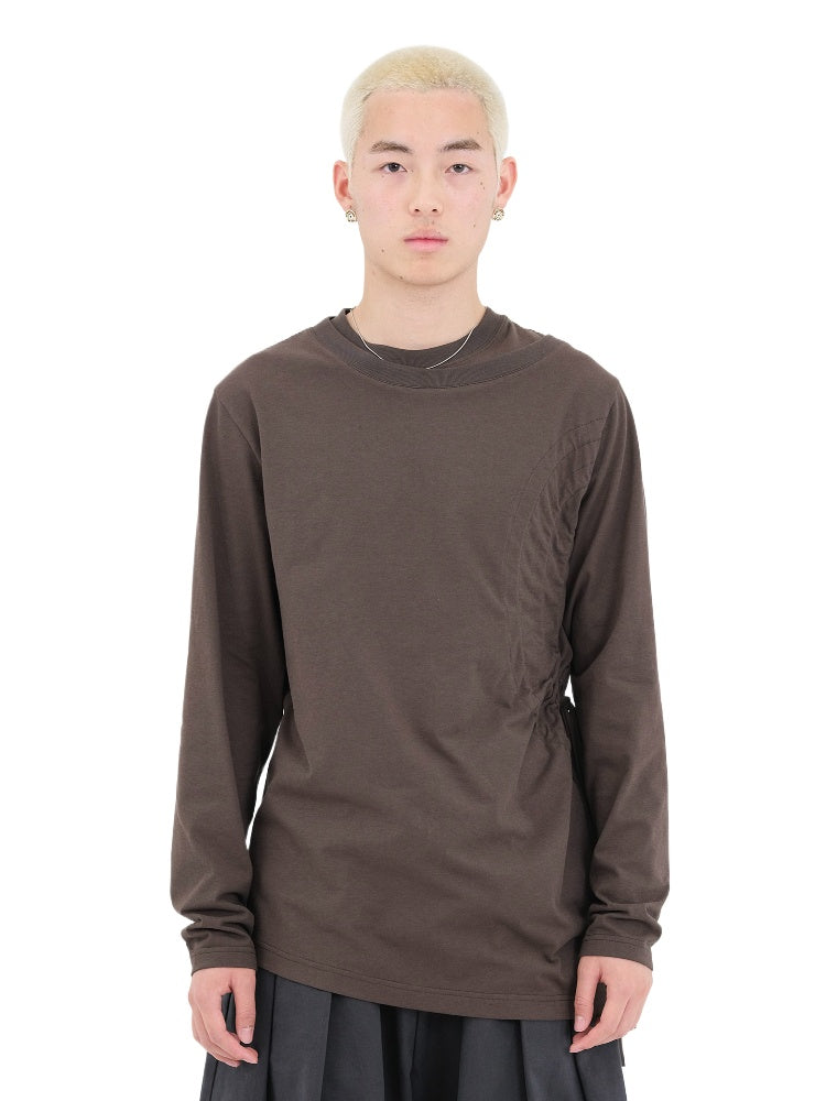Ochre & Light Brown Drawstring Long-Sleeve T-Shirt - CHINASQUAD
