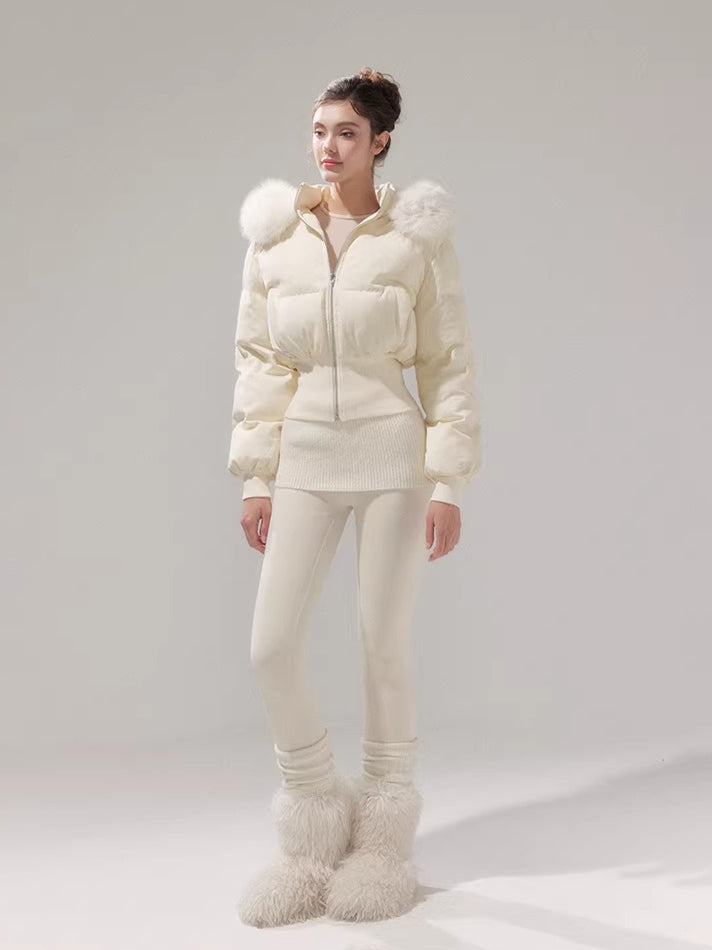 Retro Hourglass Waist Cotton Puffer Jacket