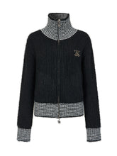 Color-Block High-Neck Knit Cardigan - CHINASQUAD