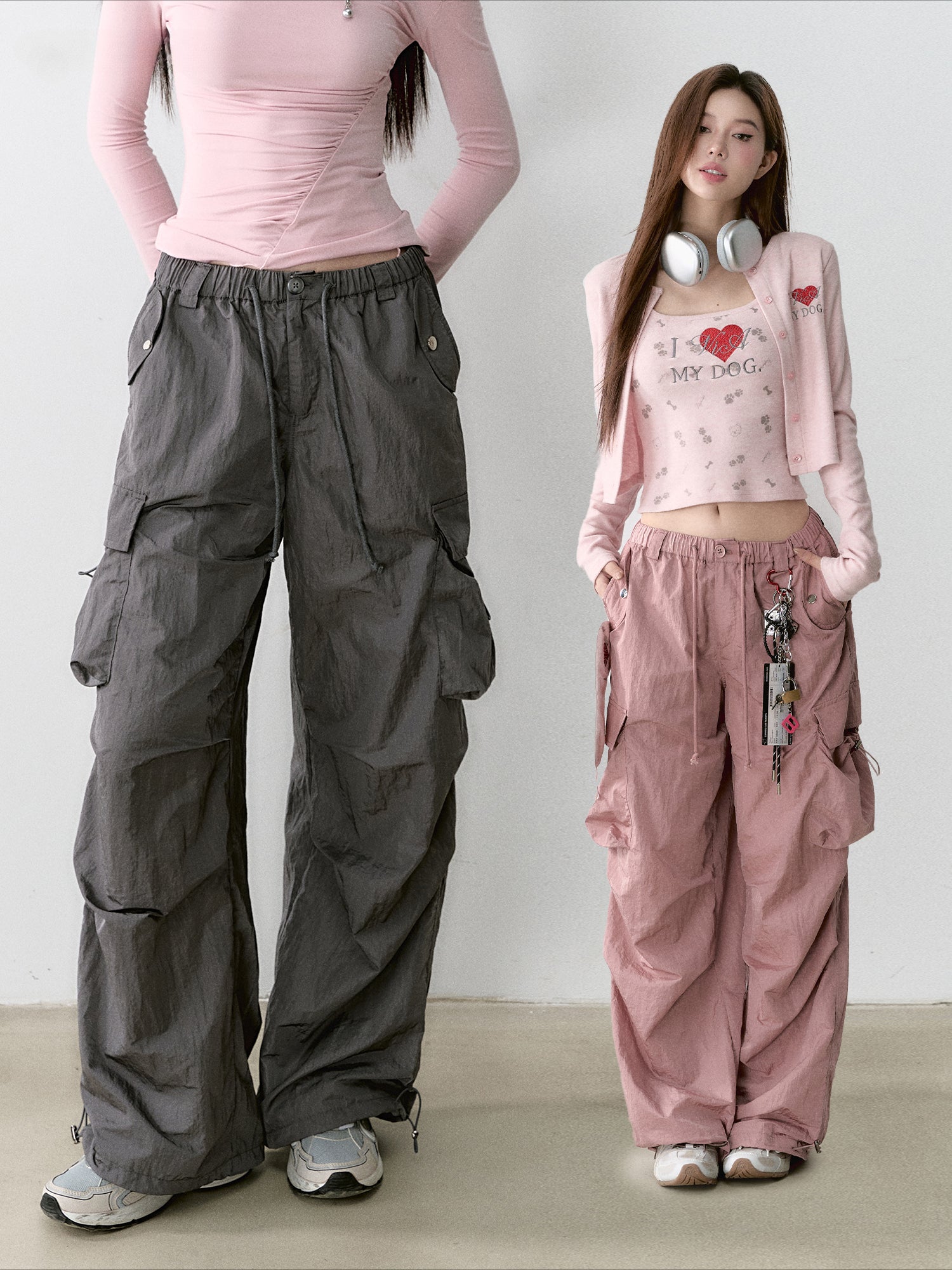 Mesh Pocket Cargo Wide-Leg Pants - CHINASQUAD