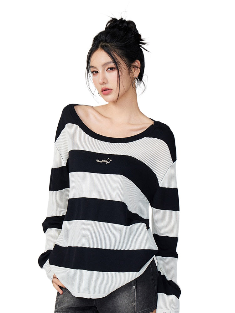 Hollow Stripe Oversized Sun Protection Shirt - CHINASQUAD