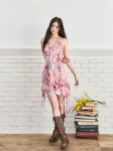 Irregular Neck Floral Waist-Defined Dress - CHINASQUAD