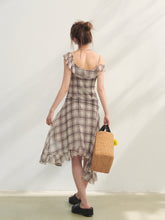 Checkered Print Asymmetrical Slip Dress - CHINASQUAD