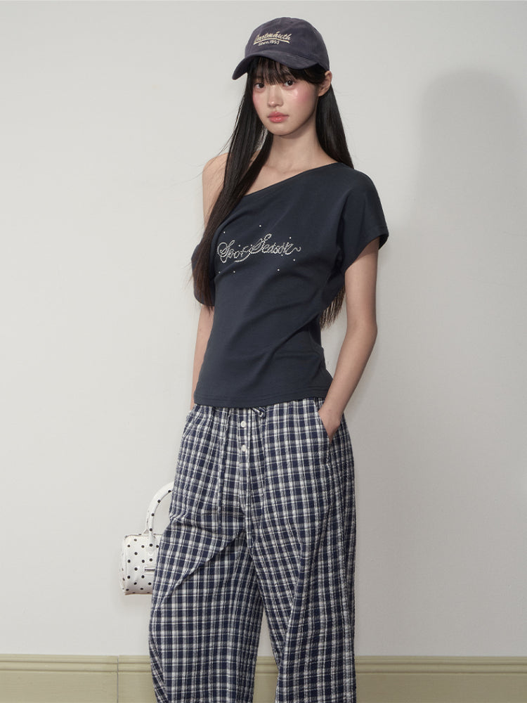 Pearl Waist - Cinching Off-Shoulder T-shirt - CHINASQUAD