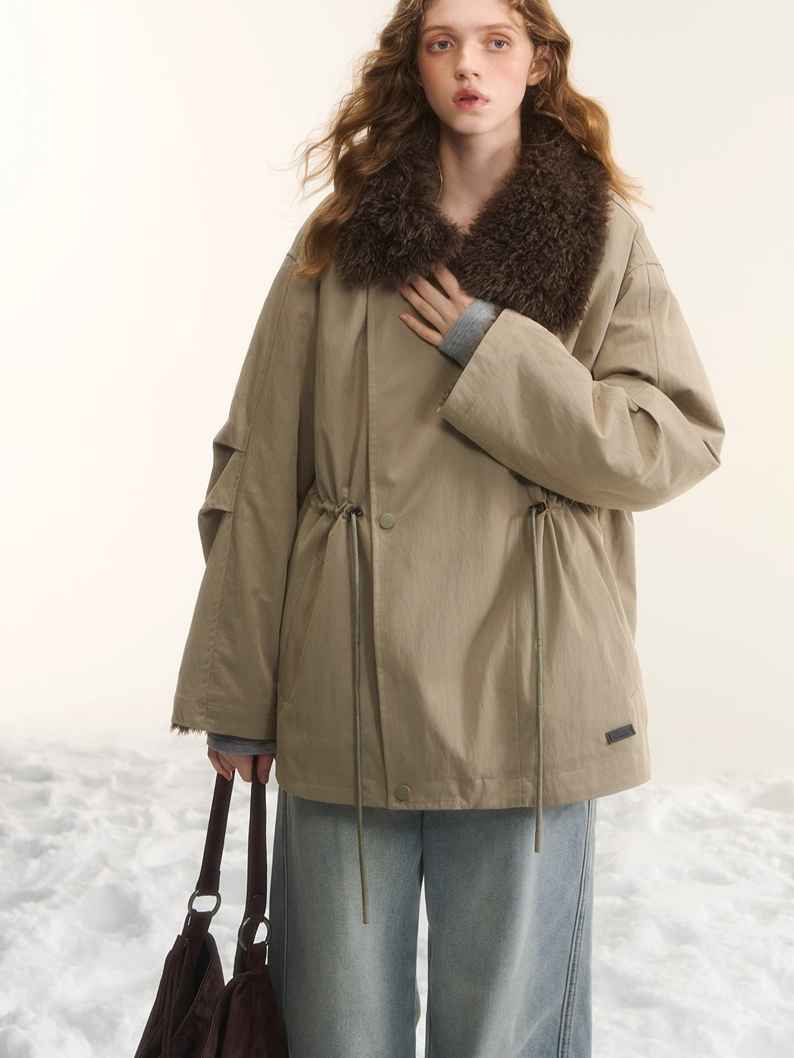 Faux-Fur Oversized Collar Jacket