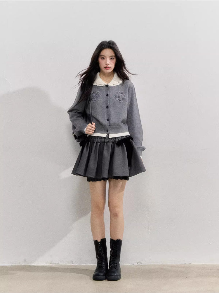 Crochet White Doll Collar Cardigan