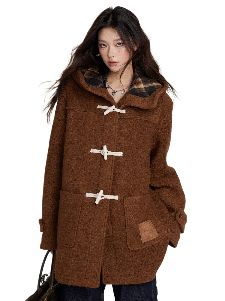 Plaid shearling coat hotsell