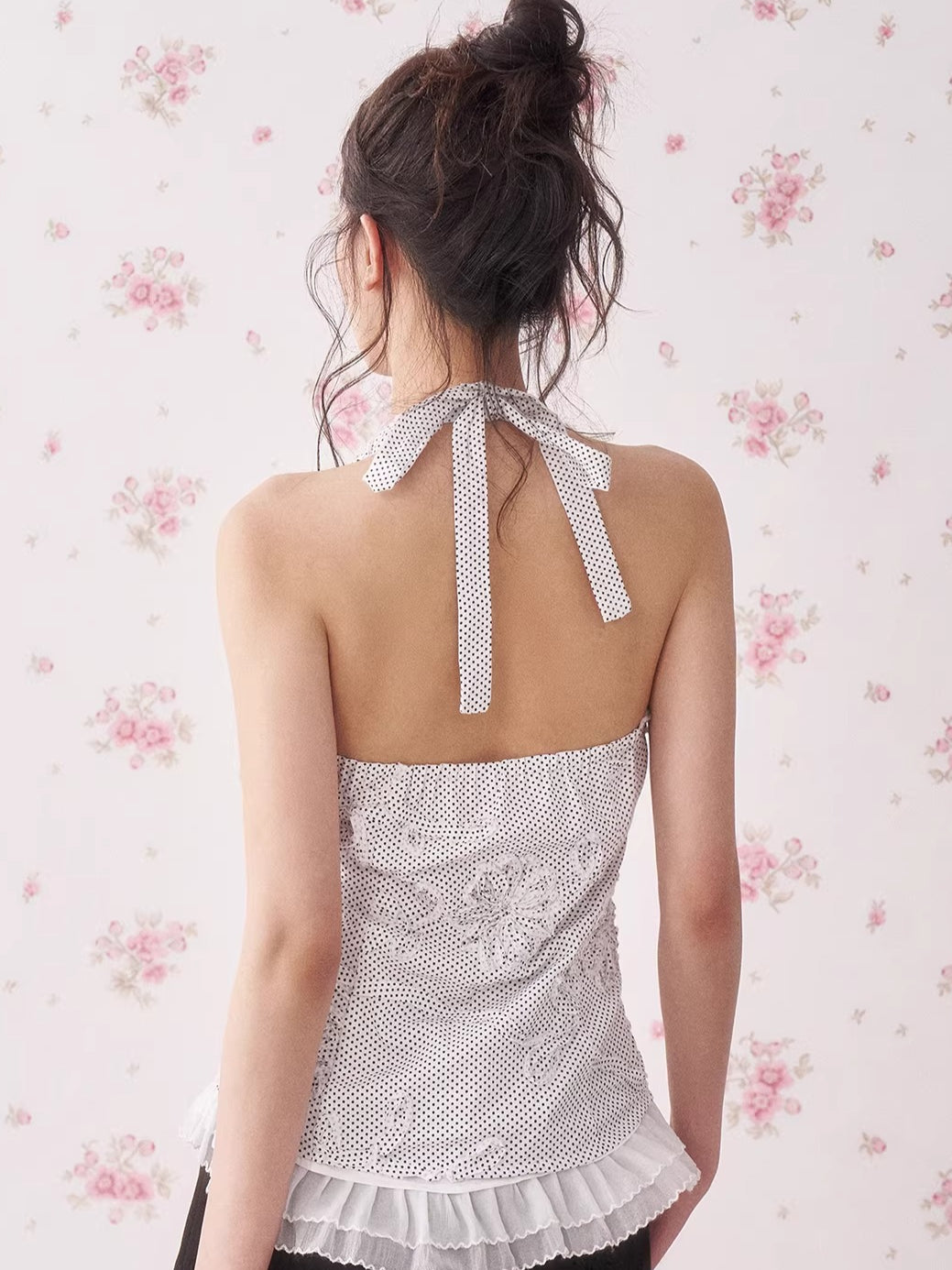 Polka Dot Halter Tie Camisole