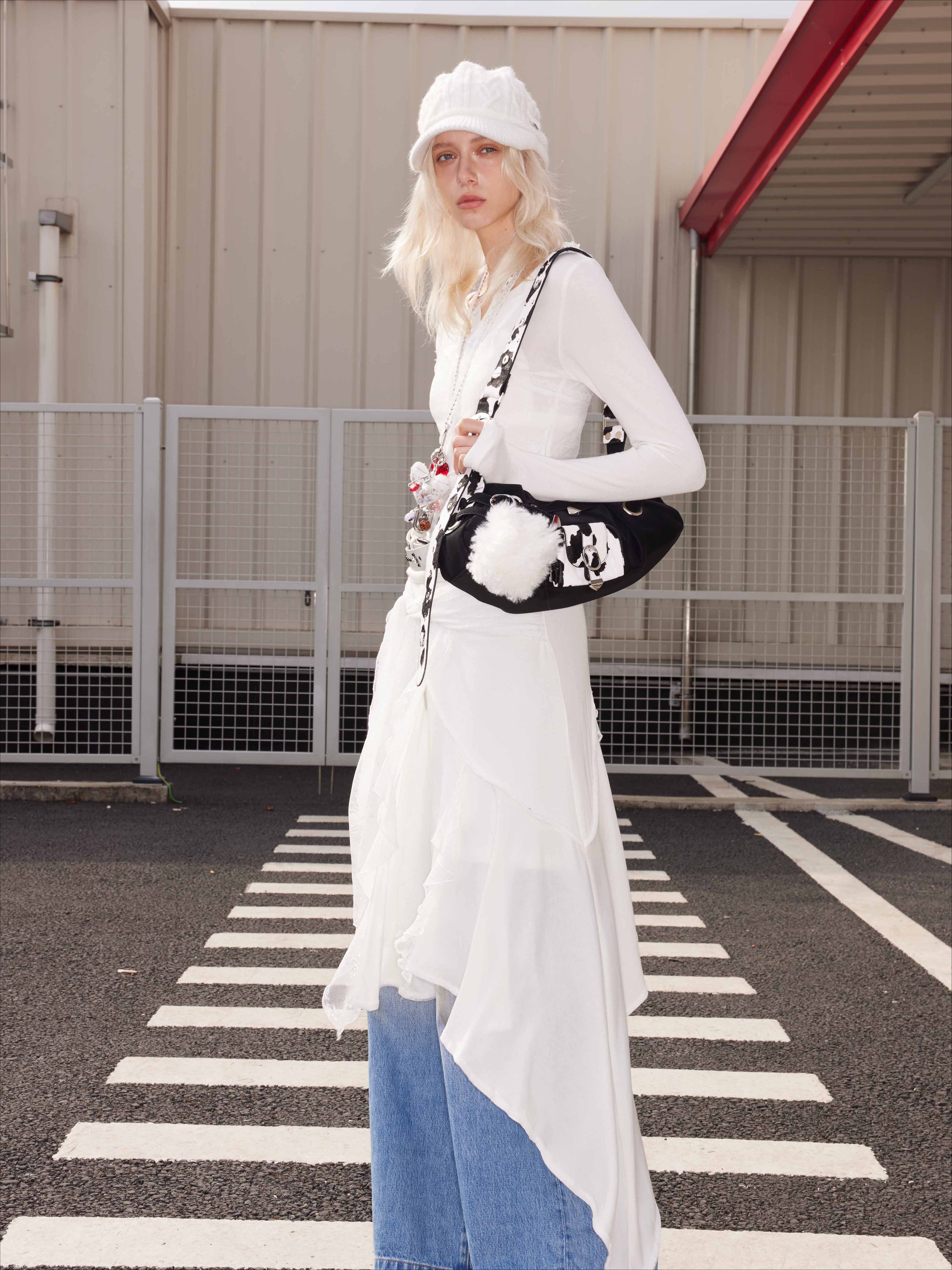 Leather Pony Hair Punk Shoulder Bag - CHINASQUAD