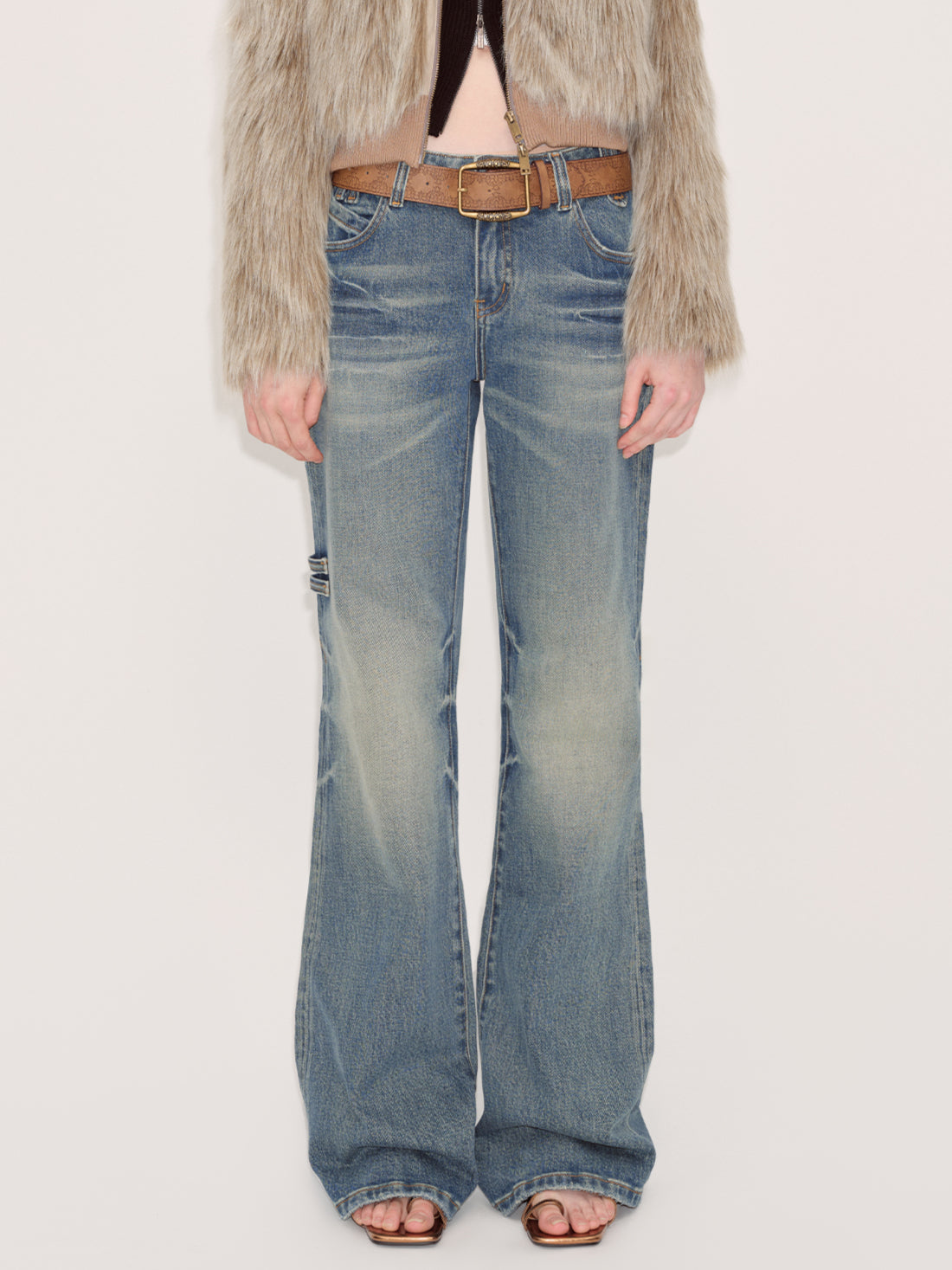 Blue Denim Flared Pants - CHINASQUAD