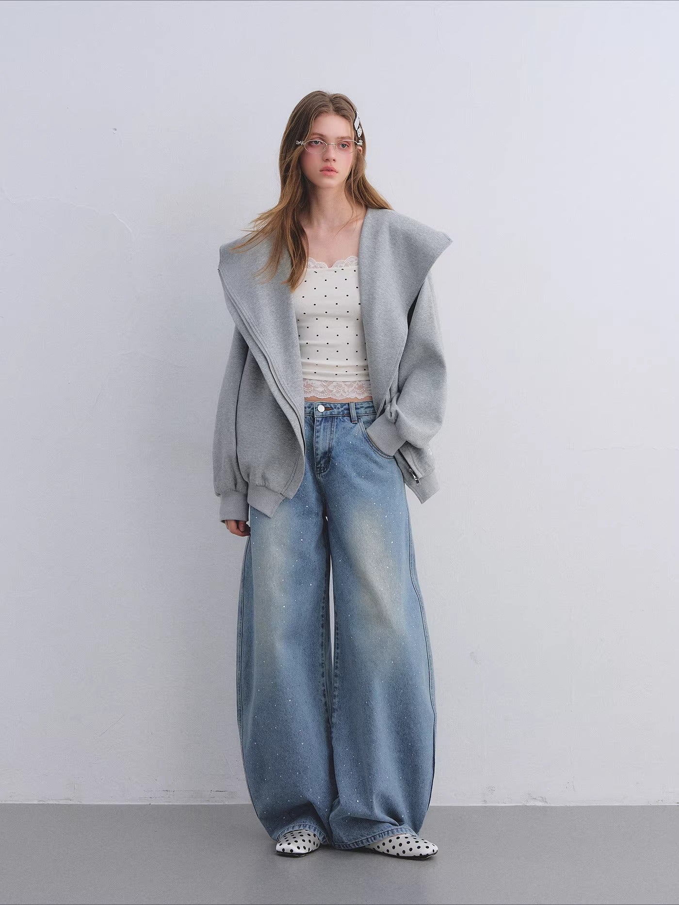 Lace Panel Polka Dot Cami Top