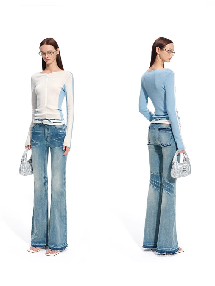 Cascade Contrast-Trim Fitted Knit Crewneck - CHINASQUAD