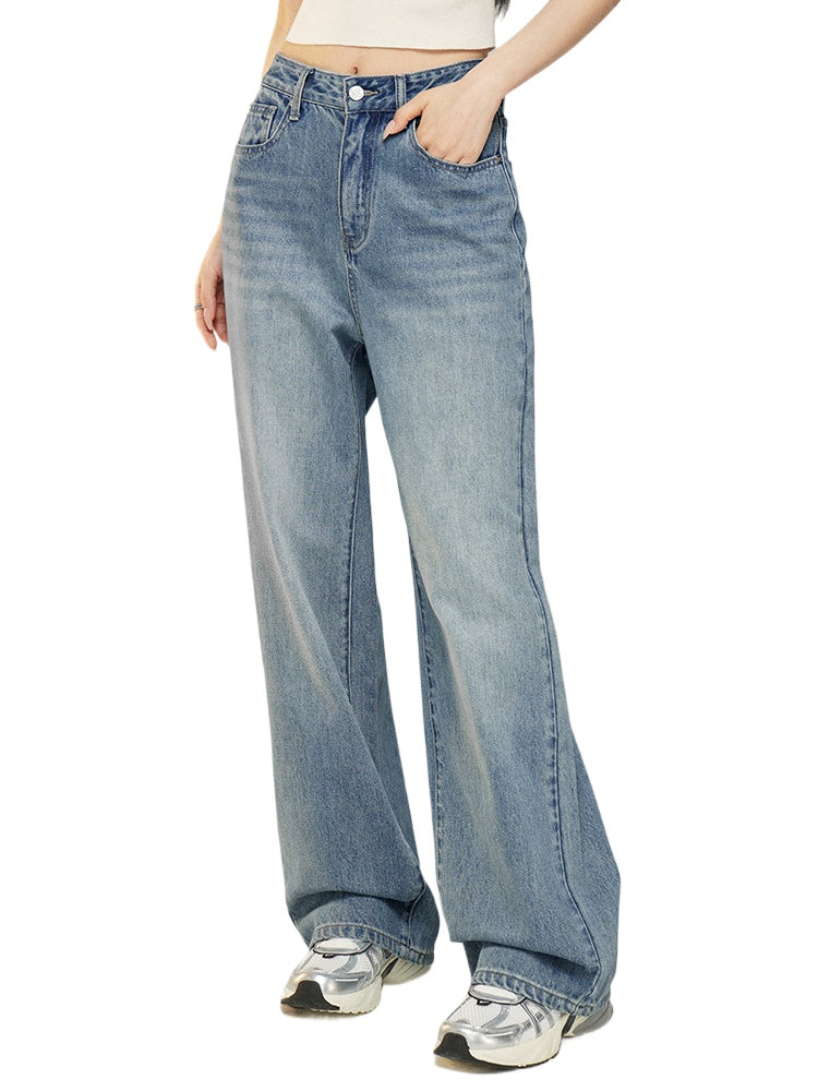 Letter Embroidery Wide-Leg Jeans - CHINASQUAD