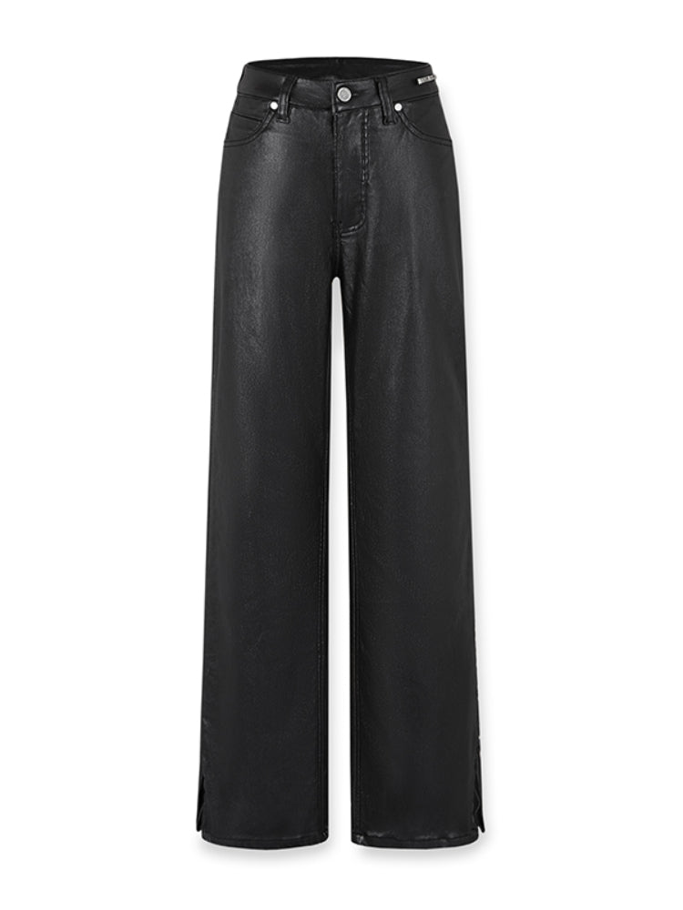 Denim Zipper-Slit Straight-Leg Jeans - CHINASQUAD