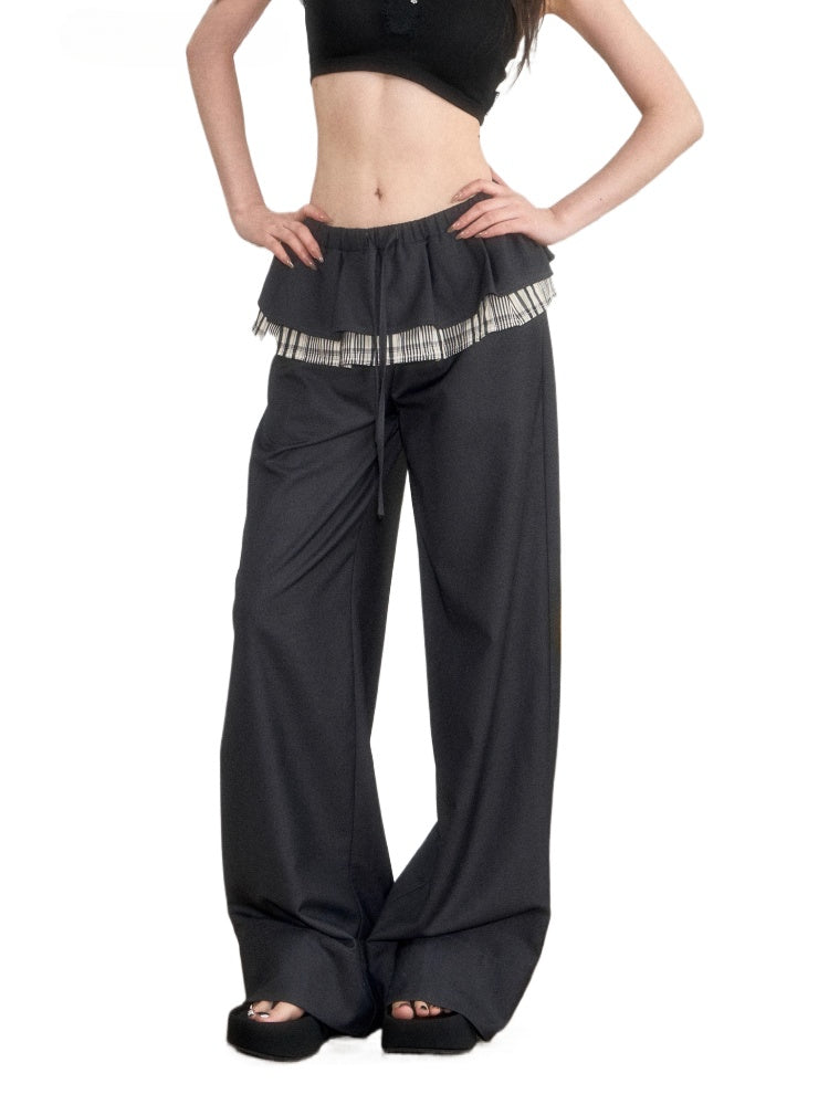 Plaid Spliced Casual Pants - CHINASQUAD