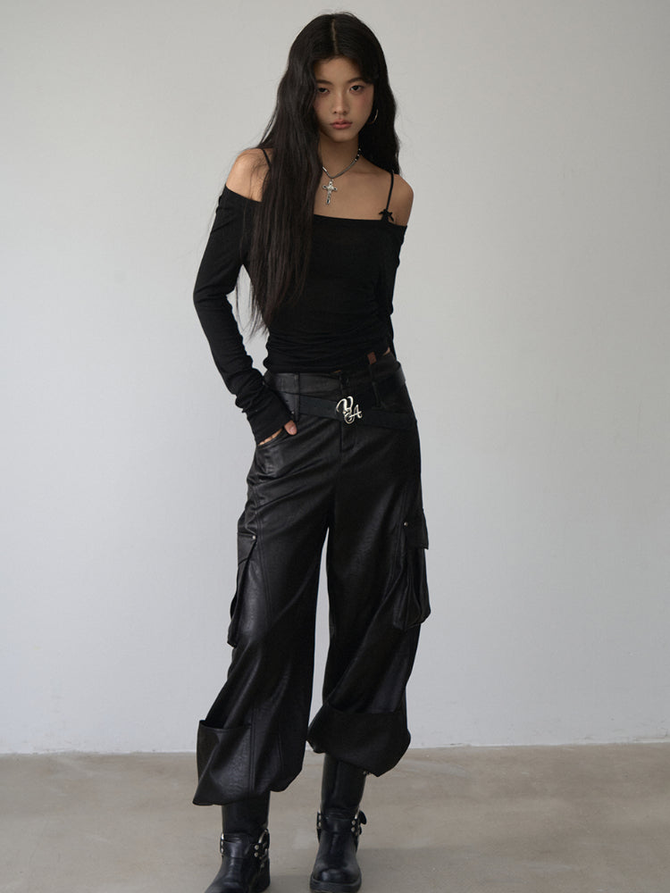 Reversible Off-shoulder Slim Long-sleeve T-shirt - CHINASQUAD