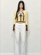 Diamond Color-Blocked Round Neck Knitted Cardigan Set - CHINASQUAD