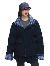 Color-block Plaid Spliced Cotton Jacket - CHINASQUAD