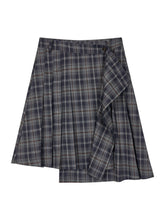 Asymmetrical Plaid Midi Skirt - CHINASQUAD