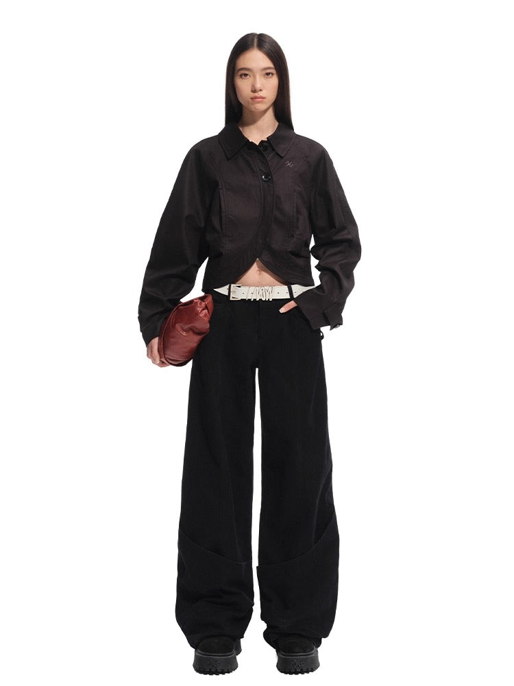 Washed Distressed Large Pockets Wide-Leg Pants - CHINASQUAD