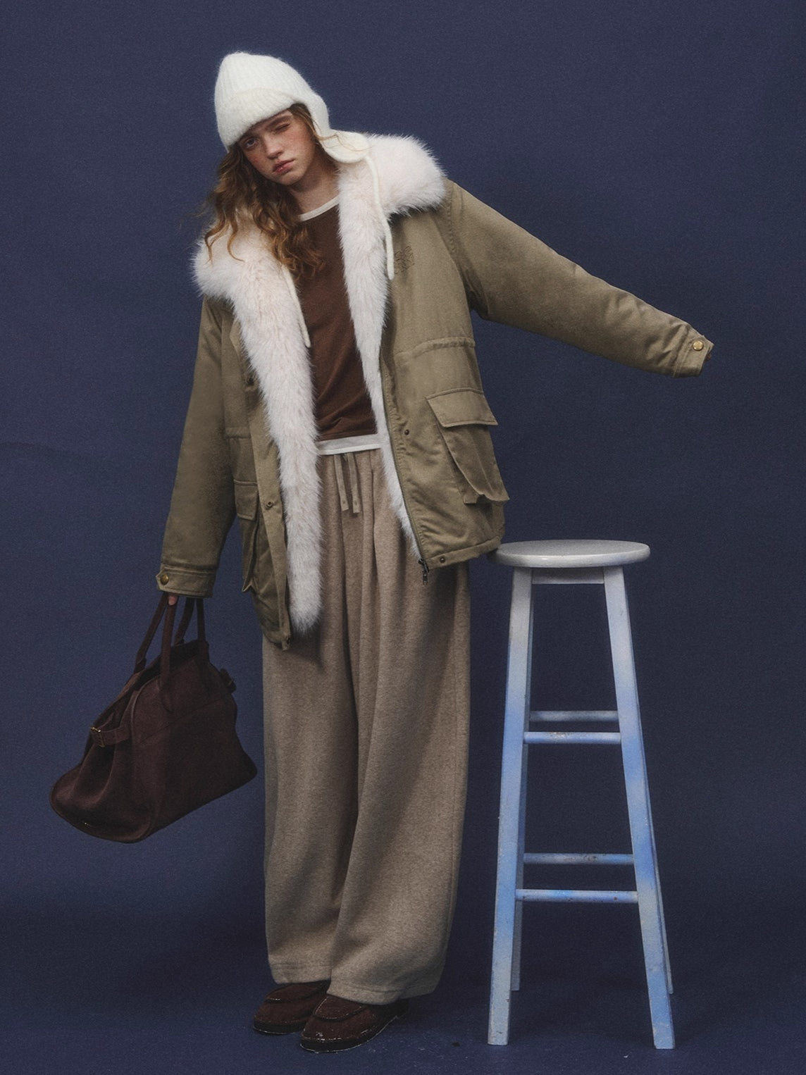 Vintage Fleece Curved-Leg Drawstring Pants