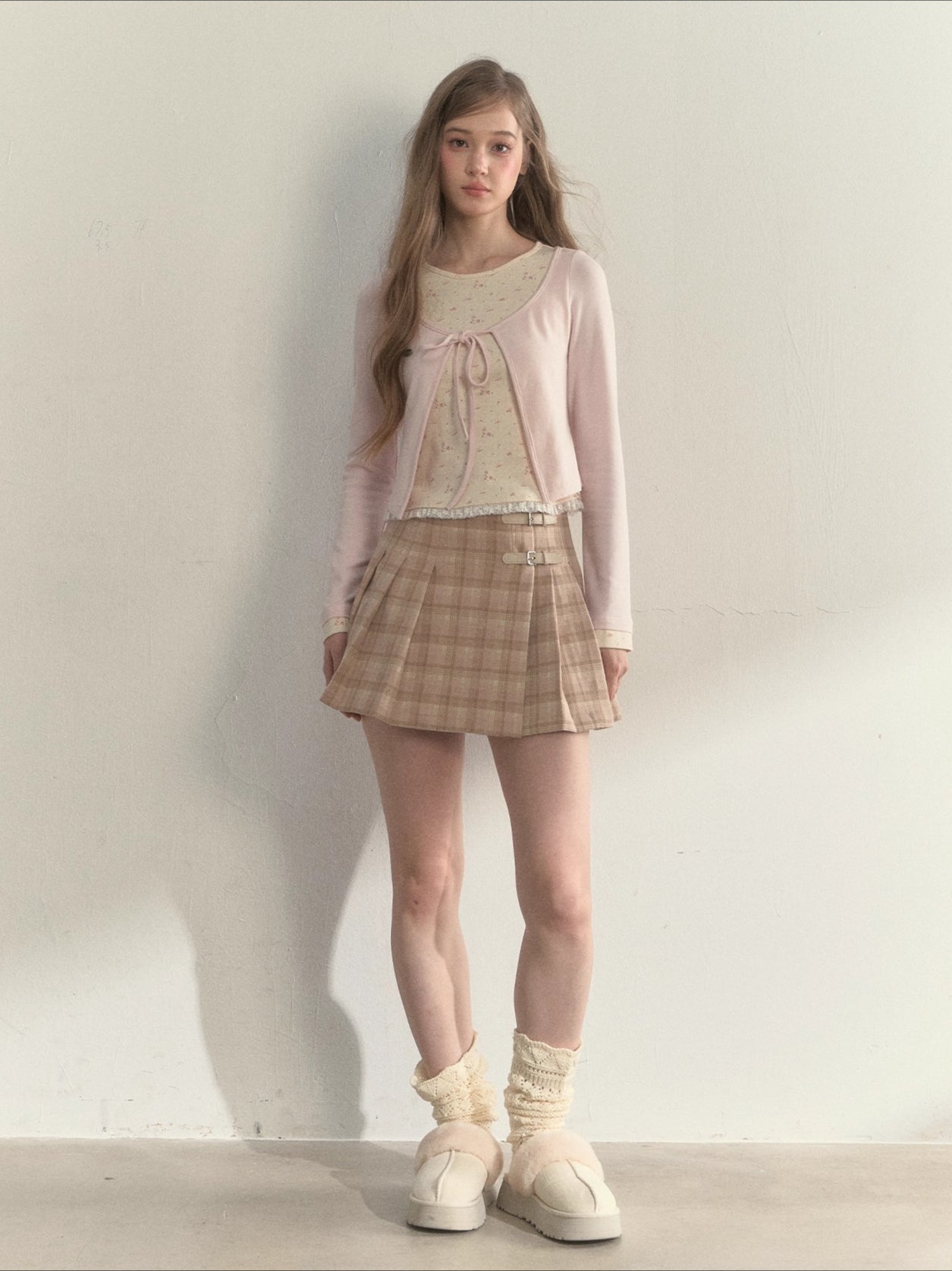 Striped & Floral Design Layered Contrast Blouse