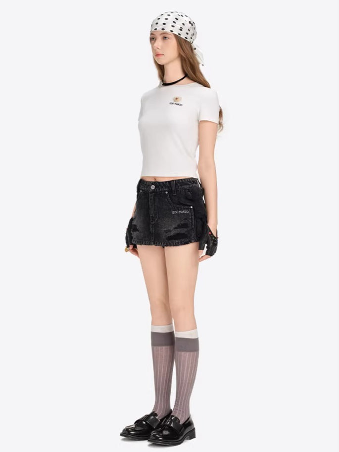 Mini Bear Fitted Cropped Tee