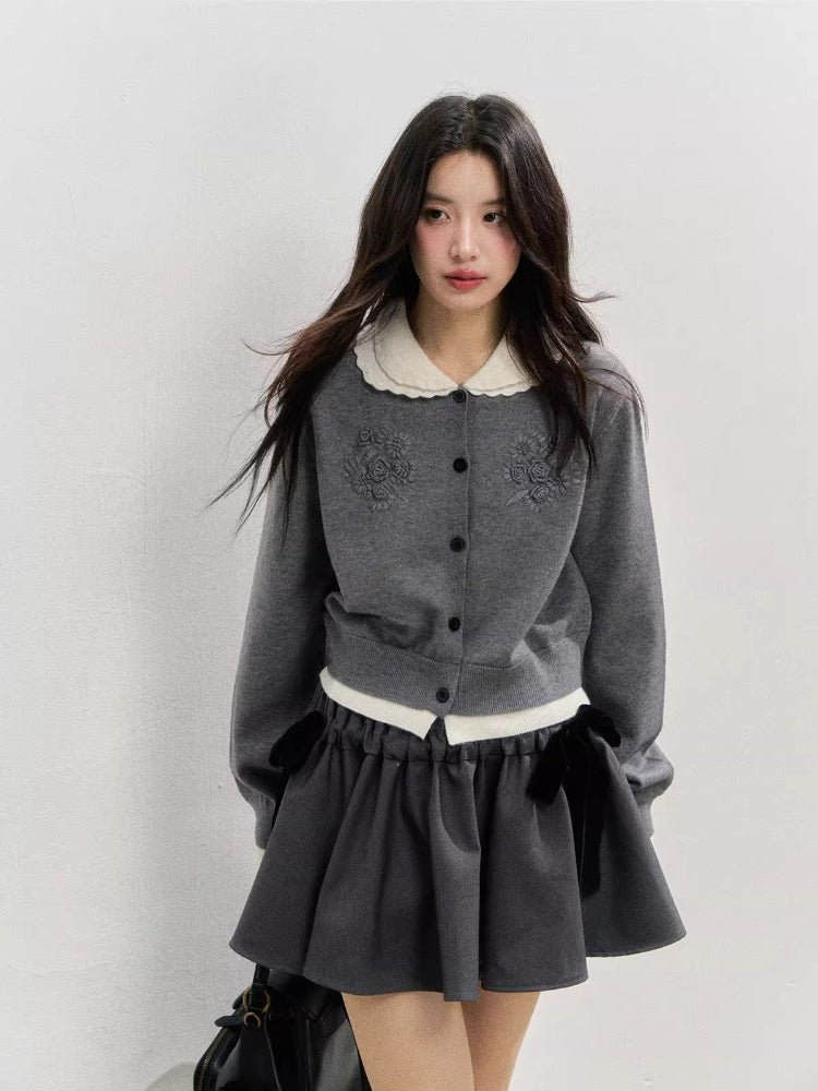 Crochet White Doll Collar Cardigan