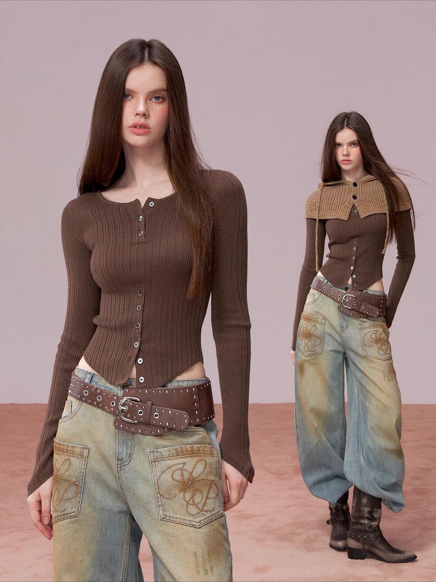 Ribbed Silk-Blend Buttoned Knit T-Shirt