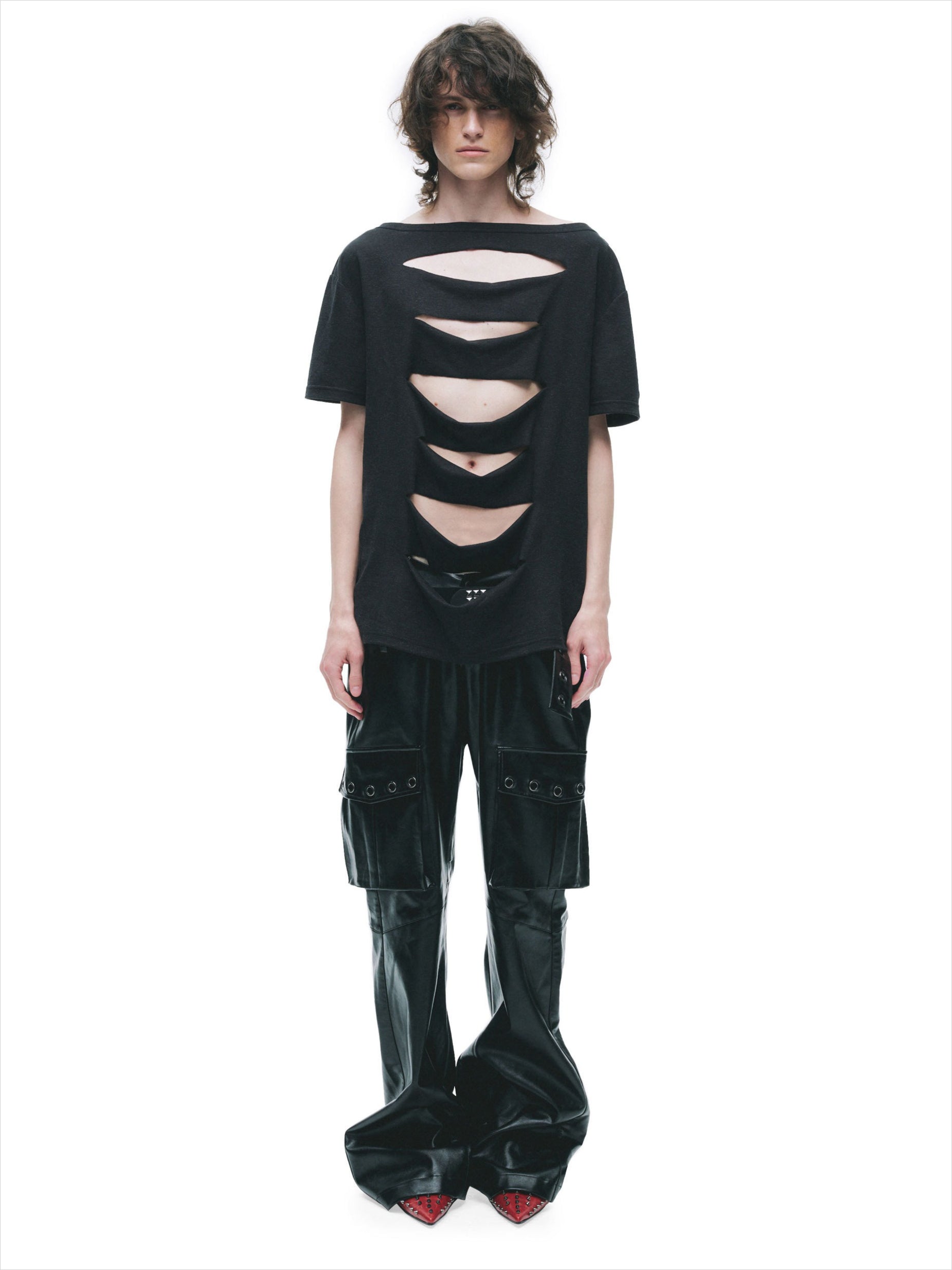 Laser-Burn Punk Graphic Oversized T-Shirt