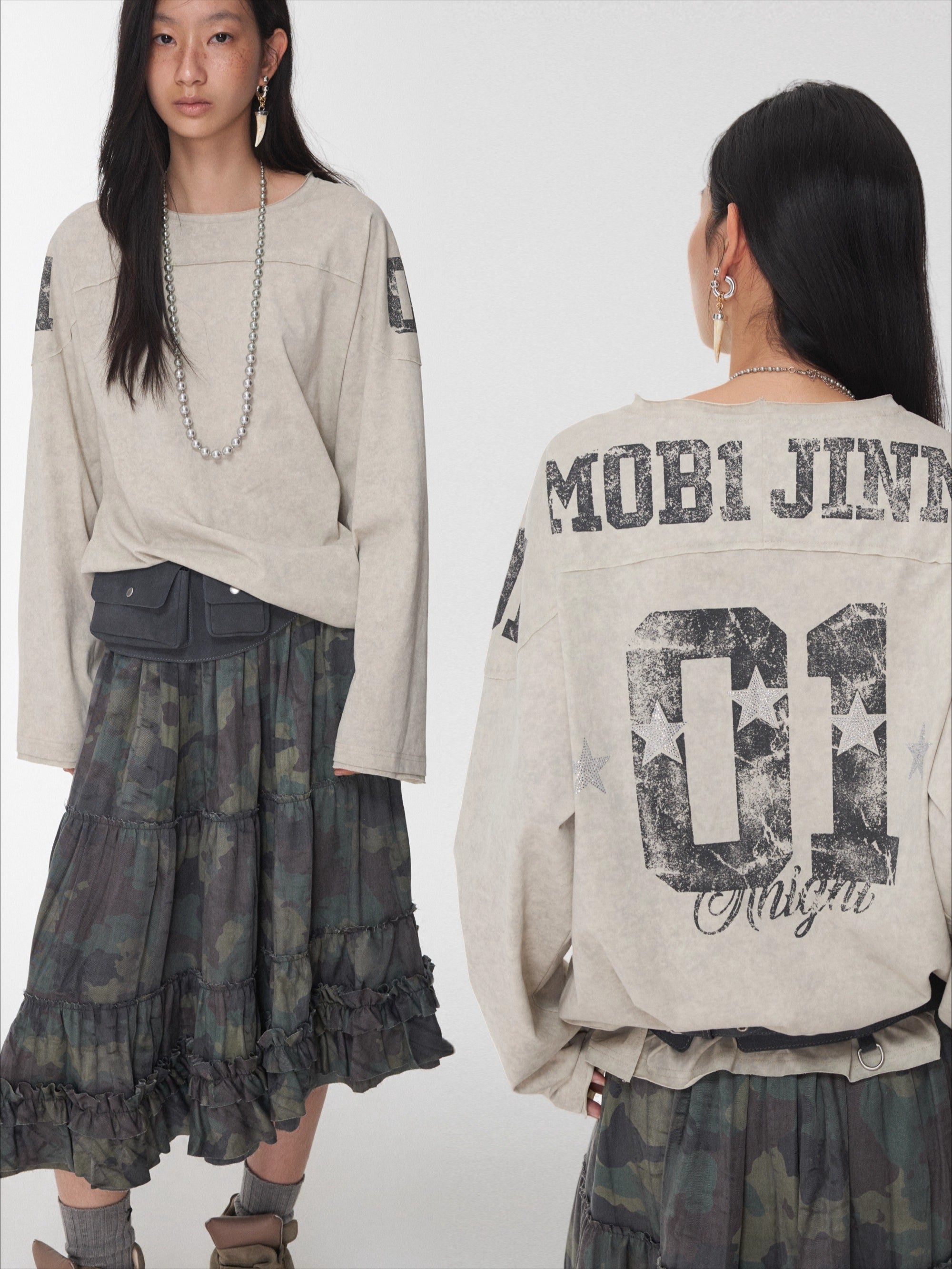 Crystal-Studded Long-Sleeve Tee