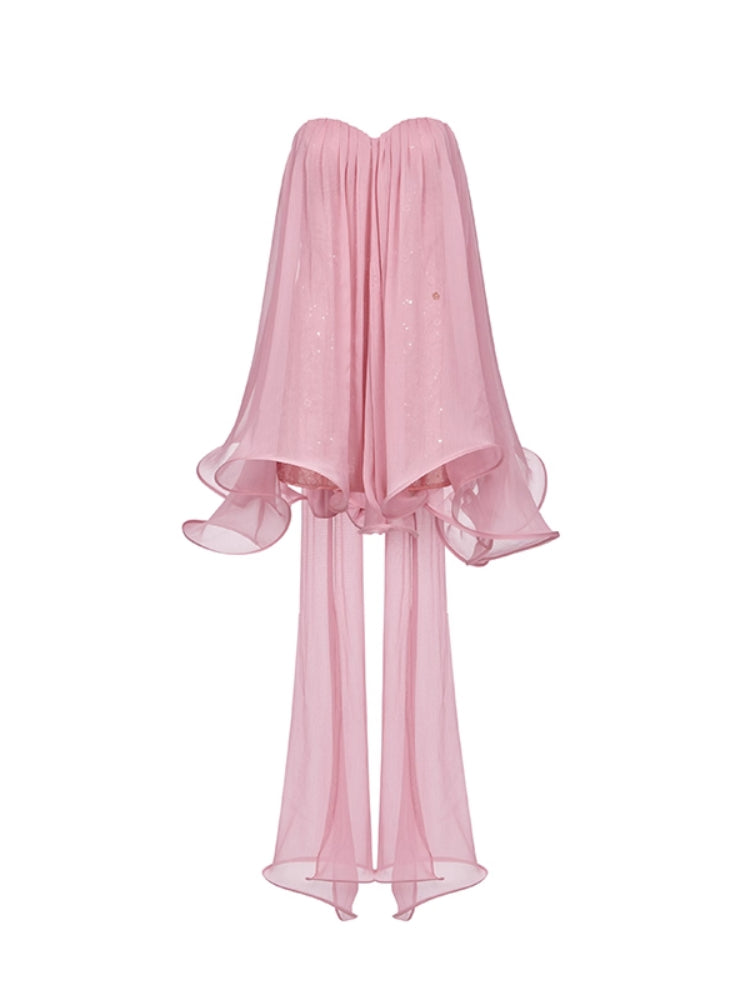 Thiri Chiffon Tube Top Dress - CHINASQUAD