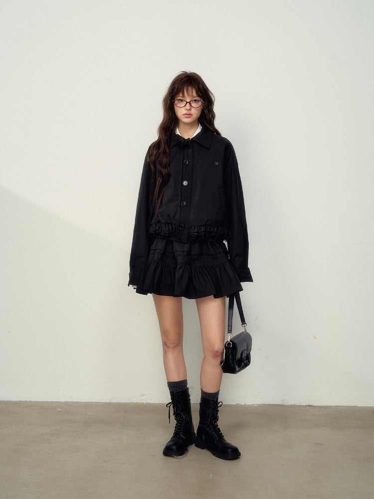 Lace-Trimmed Jacket & Skirt Set - CHINASQUAD