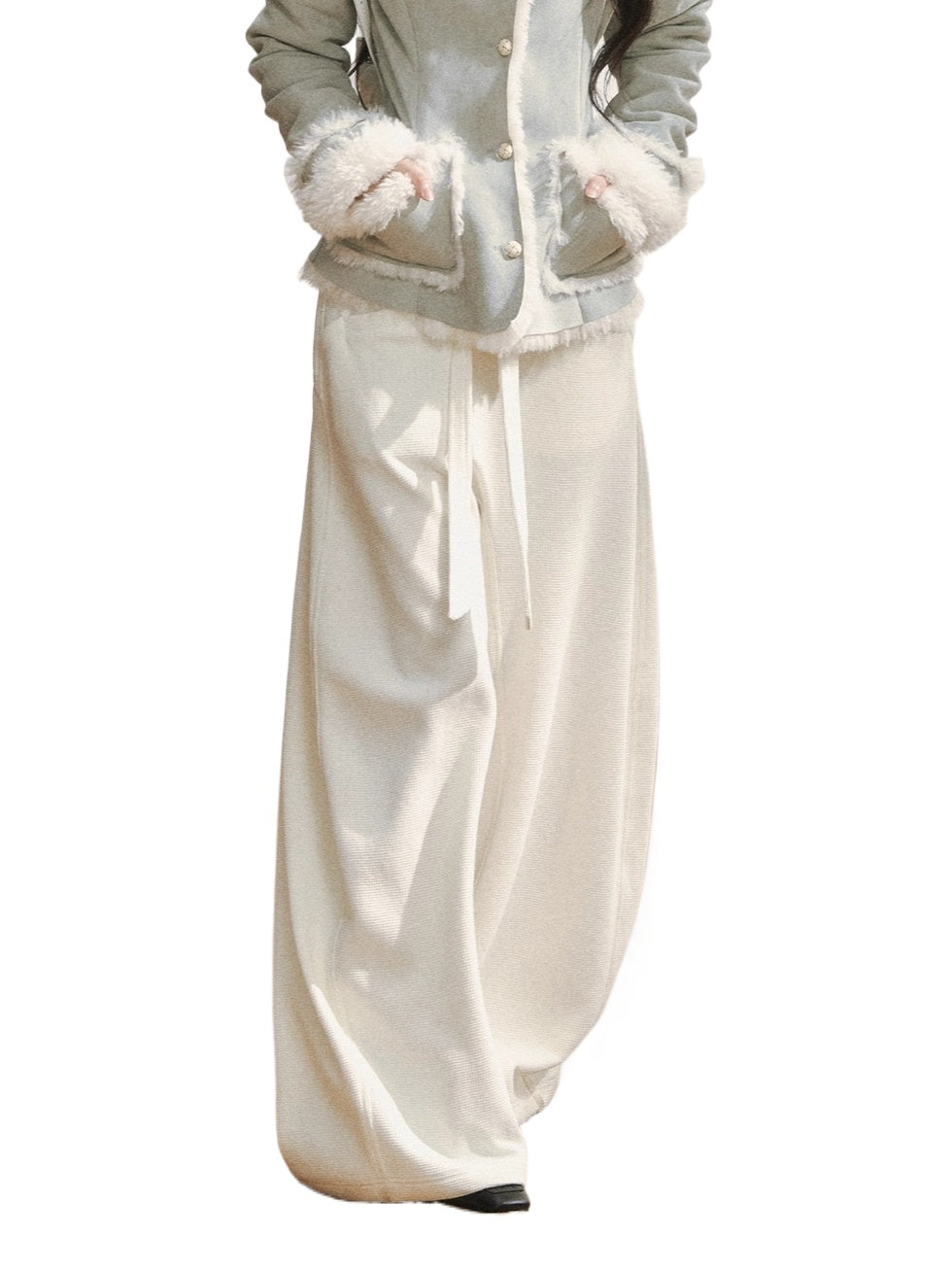 White Minimalist Relaxed Draped Pants