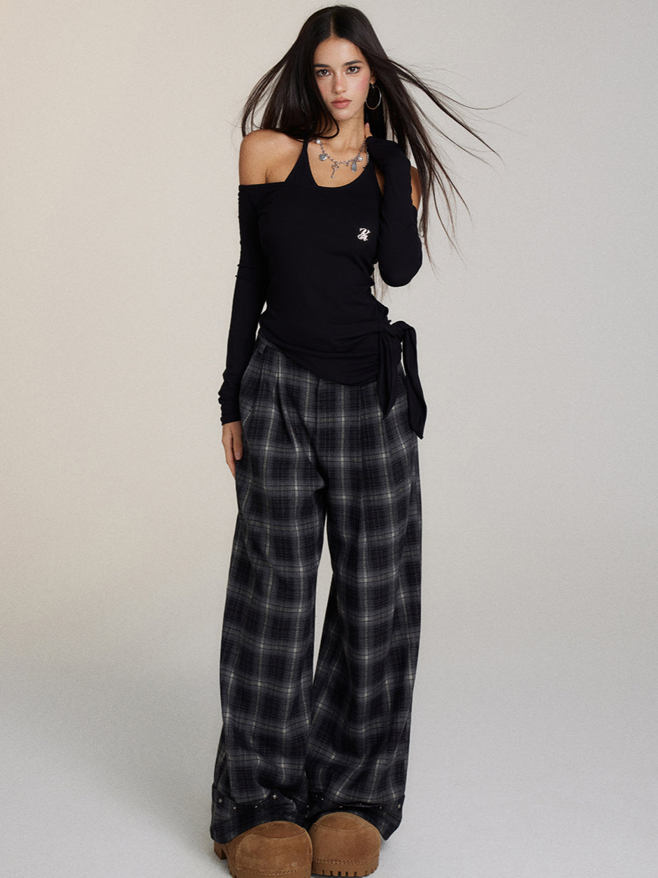 Cuffed Hem Studded Casual Pants - CHINASQUAD