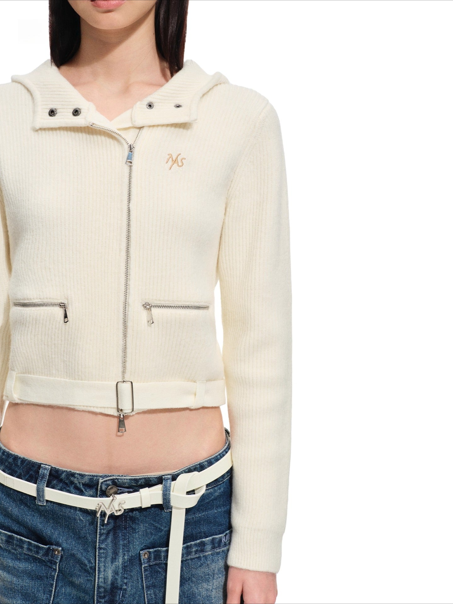 Garde Wool Ribbed Hooded Knit Cardigan