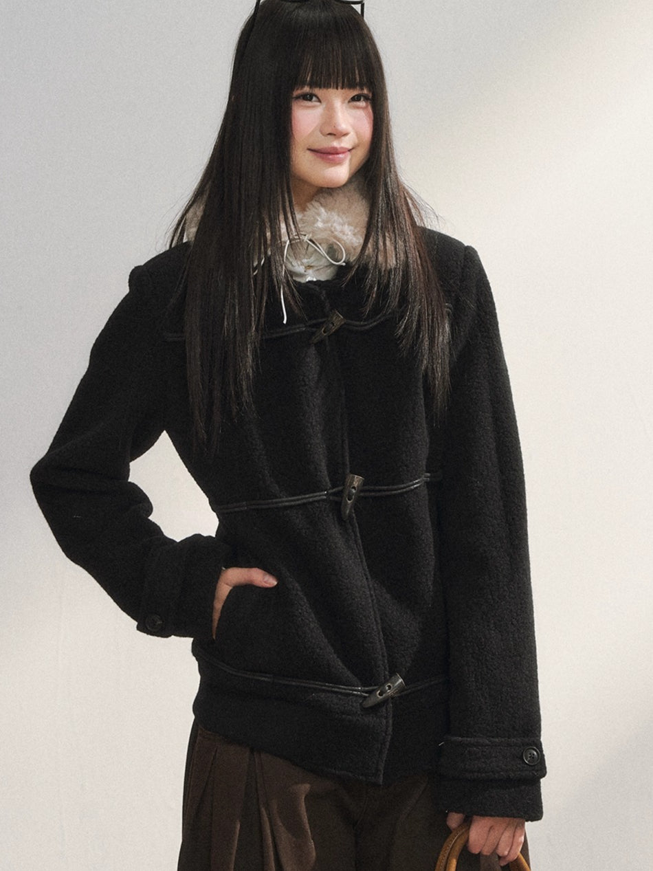 Original Design Black Duffle Wool Jacket