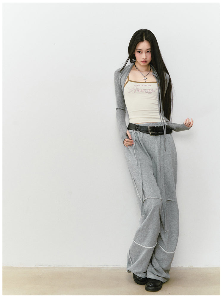 Color-blocked Raw-edge Wide-leg Pants - CHINASQUAD