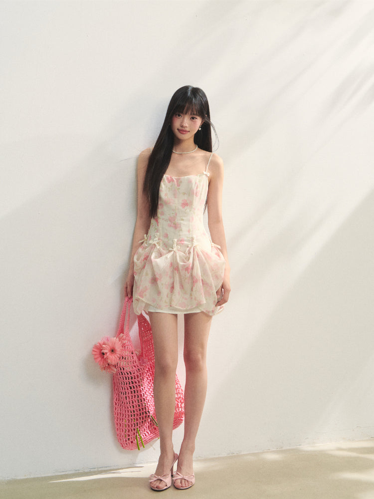 Three-Way Floral Spaghetti-Strap Dress - CHINASQUAD