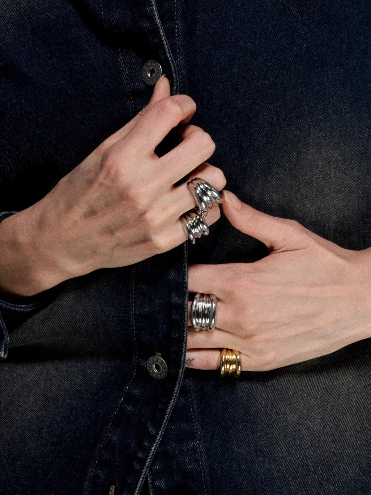 Reconstructed Dual-Tone Layered Punk Ring