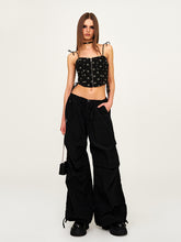 Drawstring Wide-Leg Cargo Workout Pants - CHINASQUAD