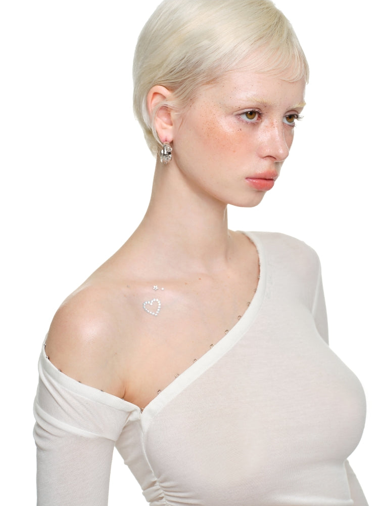 Deconstructed Buttoned Asymmetrical Shoulder Crewneck - CHINASQUAD