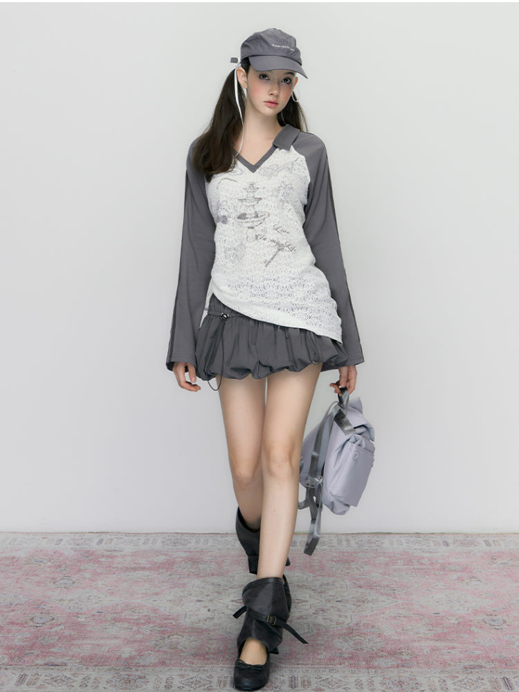 Drawstring Elastic Waist Puff Skirt - CHINASQUAD