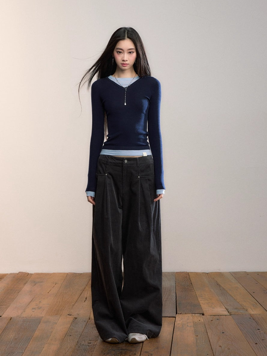 Corduroy Pleated Relaxed Trousers