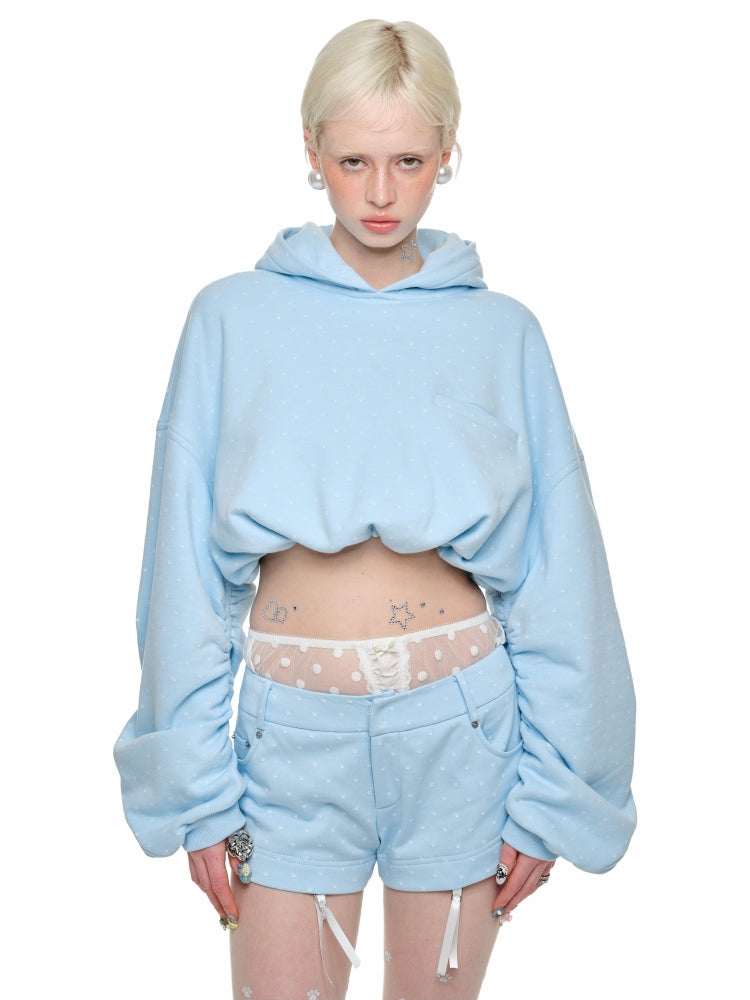 Cat Paw Polka Dot Hooded Cardigan Set - CHINASQUAD