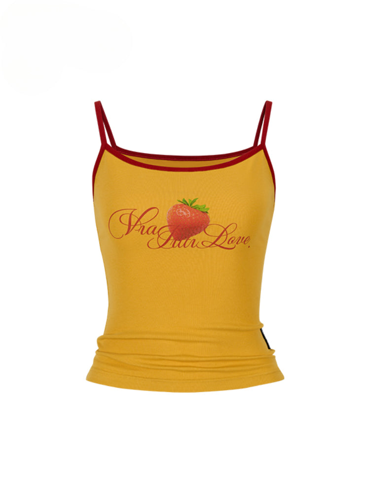 Colorblock Letter Print Cami Top - CHINASQUAD