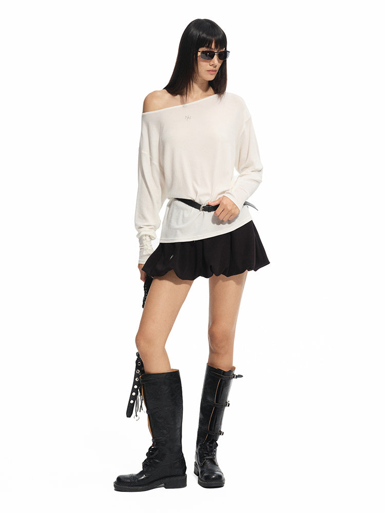 Asymmetric Shoulder Multi-way Wear Elastic T-Shirt - CHINASQUAD